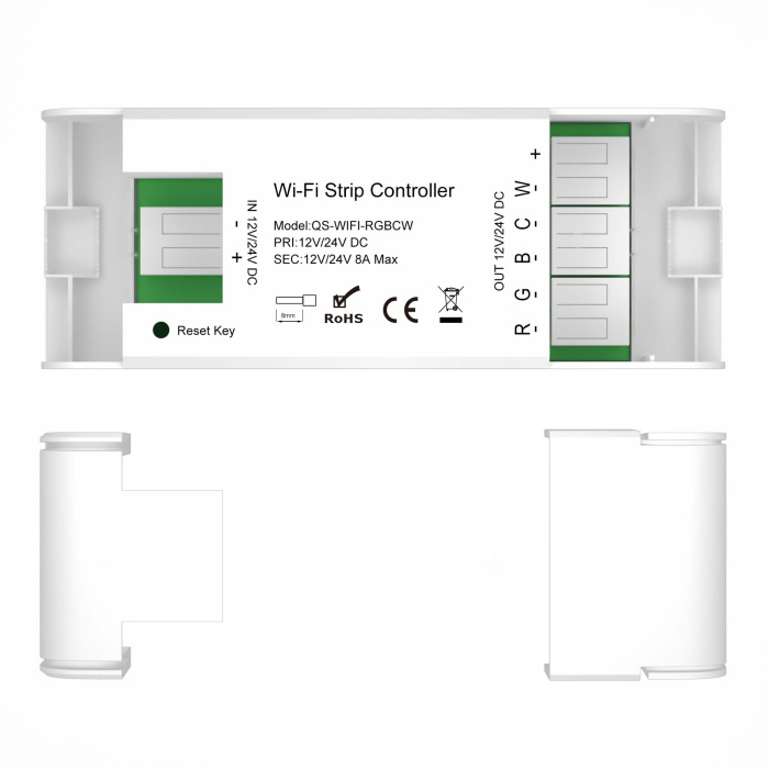 WI-FI контроллер RGBCW 8A,DC12-24 V, L115 × W45 × H18 мм ST9000.500.01RGBCW