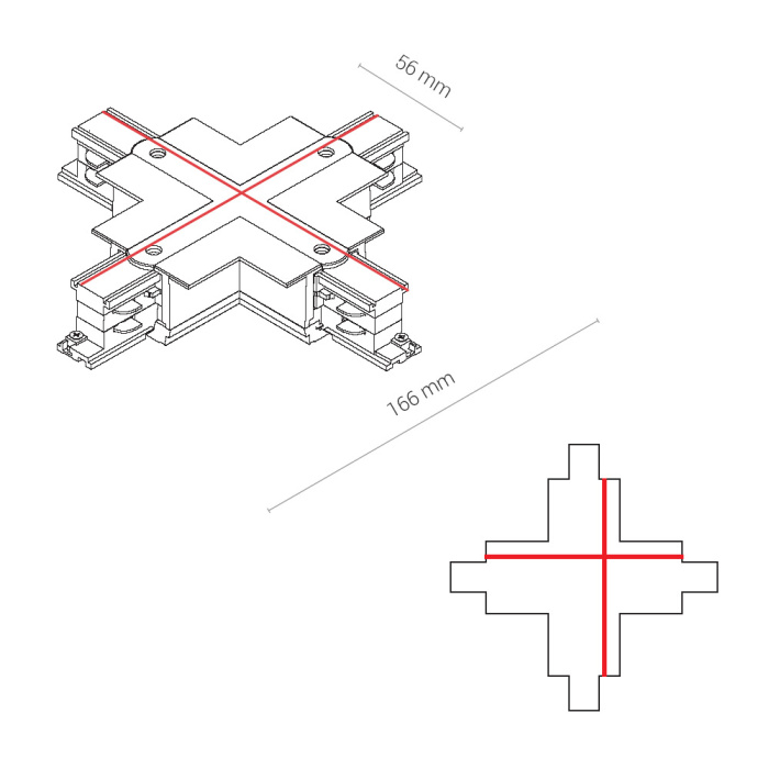 Коннектор для трехфазной трековой системы X-образный Nowodvorski Ctls Power Black 8680