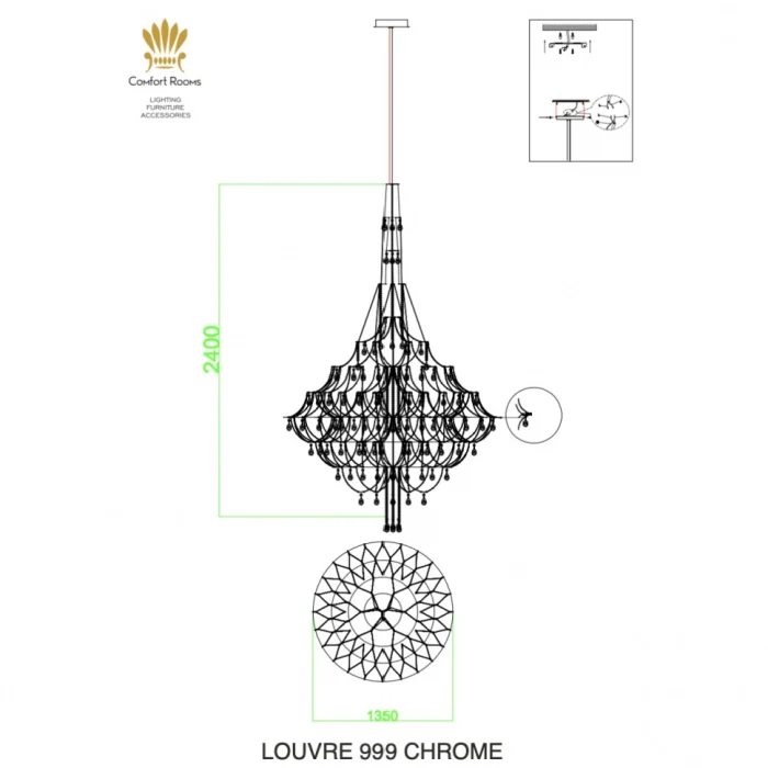 Светильник подвесной iLamp LOUVRE 999 CHROME