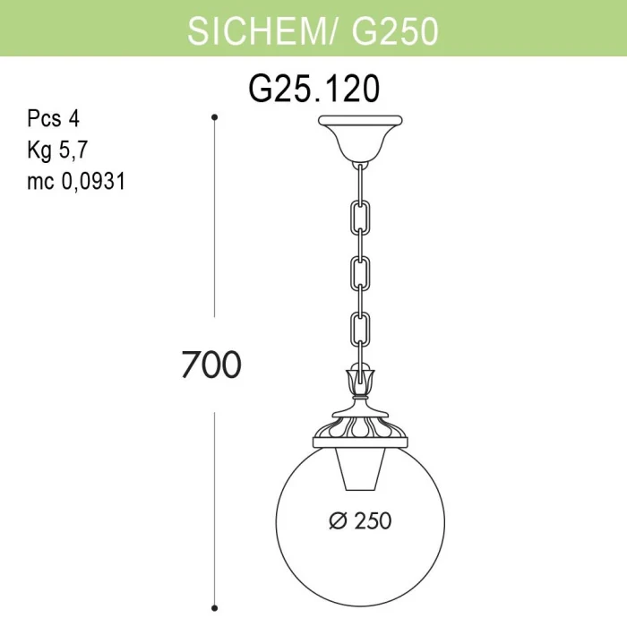 Уличный подвесной светильник Fumagalli Sichem/G250 G25.120.000.BYE27
