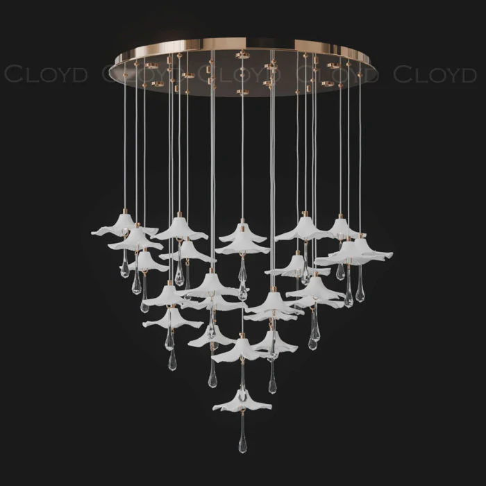 Люстра Cloyd SHANGRILA-A C33 / выс. 120 см - керамика - золото (арт.11334)