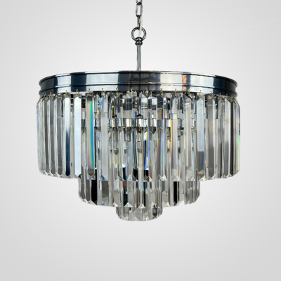 Люстра RH 1920S ODEON CLEAR GLASS FRINGE 3-TIER CHANDELIER chrome ImperiumLoft