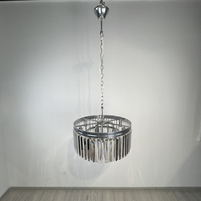 Люстра RH 1920S ODEON CLEAR GLASS FRINGE 3-TIER CHANDELIER chrome ImperiumLoft