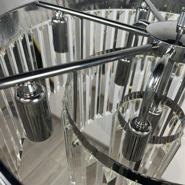 Люстра RH 1920S ODEON CLEAR GLASS FRINGE 3-TIER CHANDELIER chrome ImperiumLoft