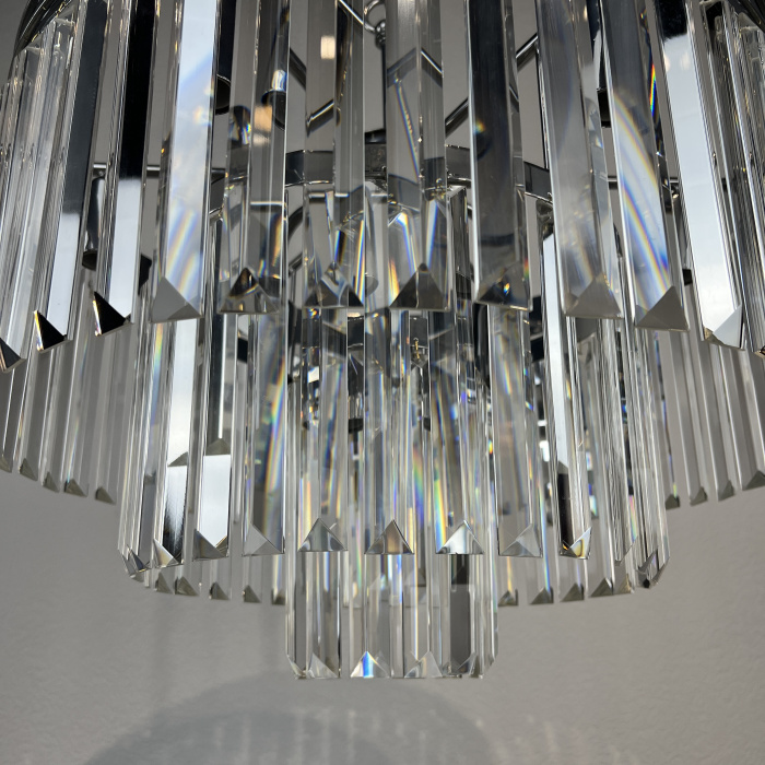 Люстра RH 1920S ODEON CLEAR GLASS FRINGE 3-TIER CHANDELIER chrome ImperiumLoft