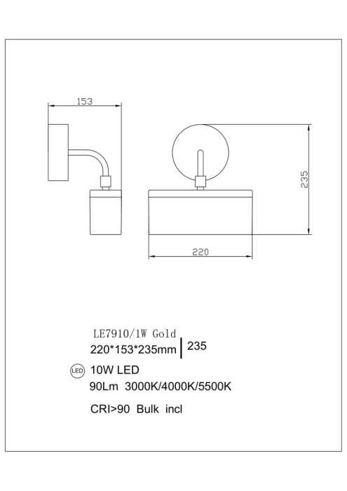 Бра Leon Indiana LE7910/1W Gold