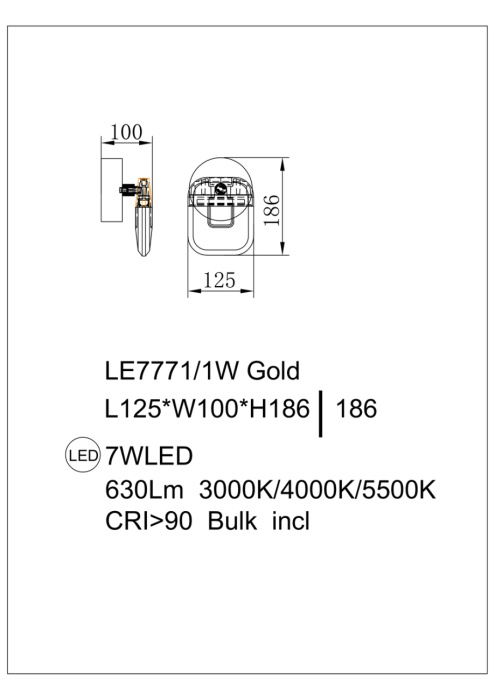 Настенный светильник Leon Natali LE7771/1W Gold