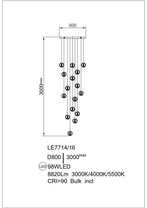 Подвесная люстра Leon Mickey LE7714/16 Black Chrome