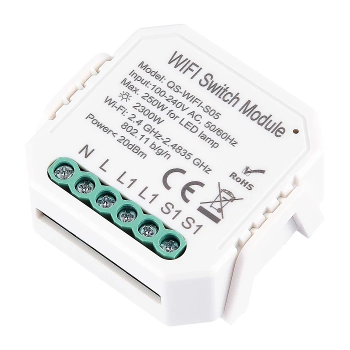 WI-FI реле 1 канал,250W, IP20, L46xW46xH18, 230V, Белый ST9000.500.01C