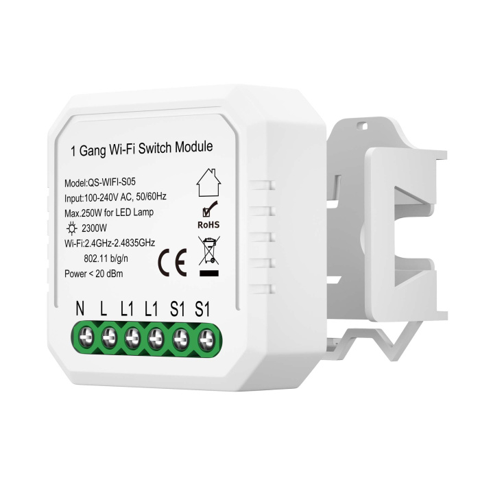 WI-FI реле 1 канал,250W, IP20, L46xW46xH18, 230V, Белый ST9000.500.01C