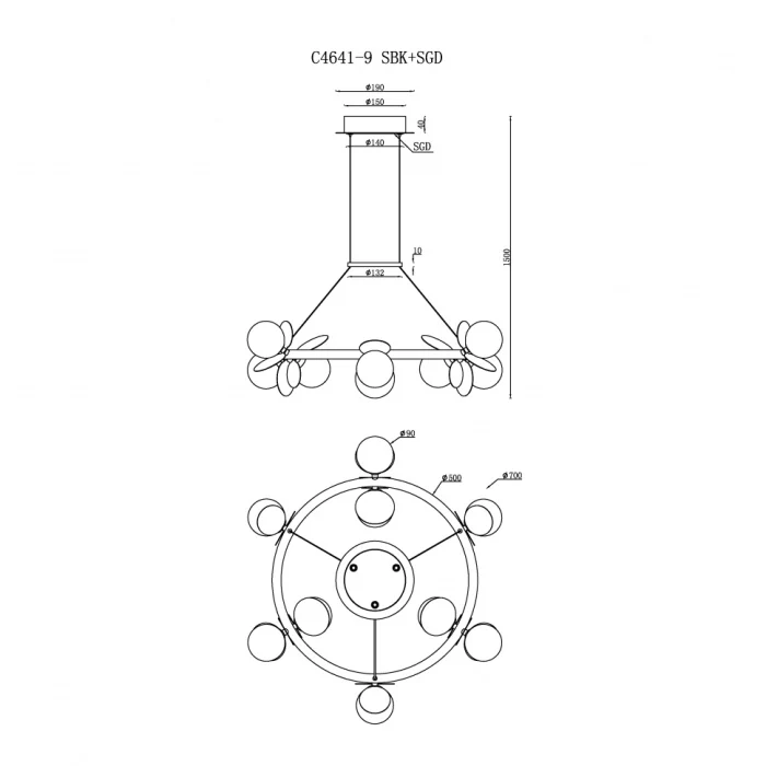 Светильник подвесной iLEDEX Savage C4641-9 MBK+SGD