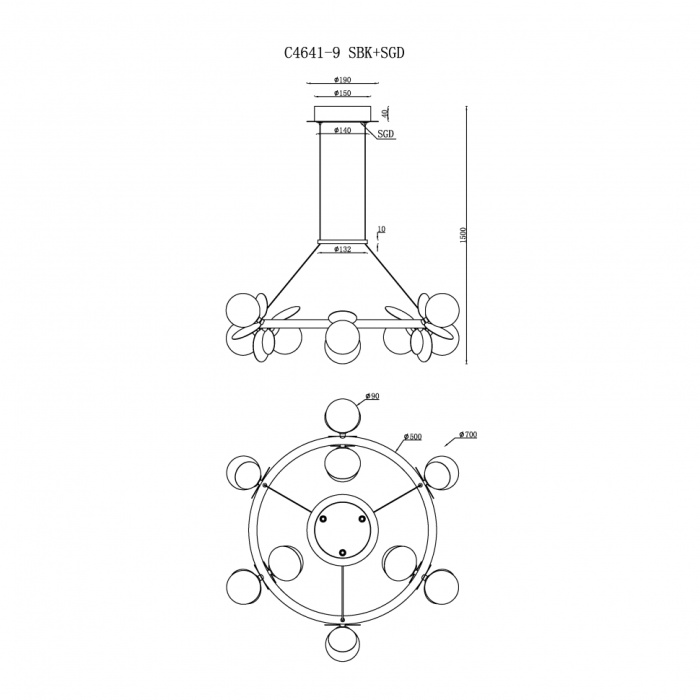 Светильник подвесной iLEDEX Savage C4641-9 MBK+SGD