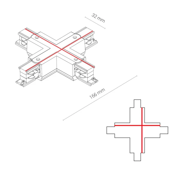 Коннектор для трехфазной трековой системы X-образный Nowodvorski Ctls Power Black 8702