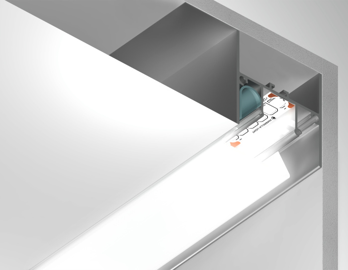 Алюминиевый профиль для натяжного потолка 51.27*34 для светодиодной ленты до 12мм Ambrella light GP4050AL