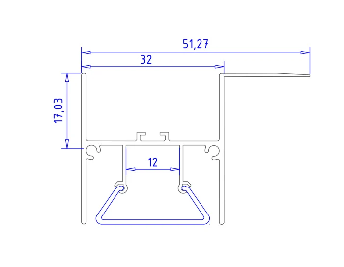 Алюминиевый профиль для натяжного потолка 51.27*34 для светодиодной ленты до 12мм Ambrella light GP4050AL