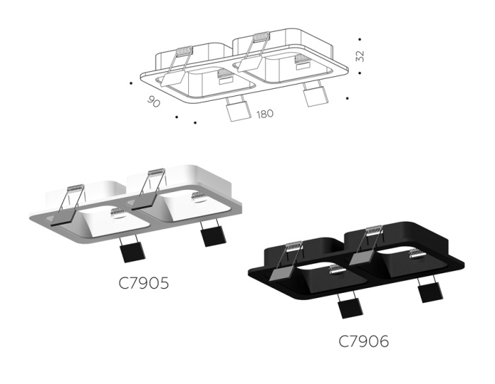 Корпус светильника встраиваемый для насадок 70*70mm Ambrella light C7905