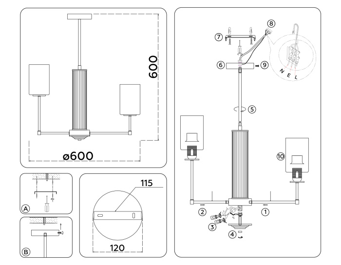 Люстра на штанге Ambrella Light High Light LH56211