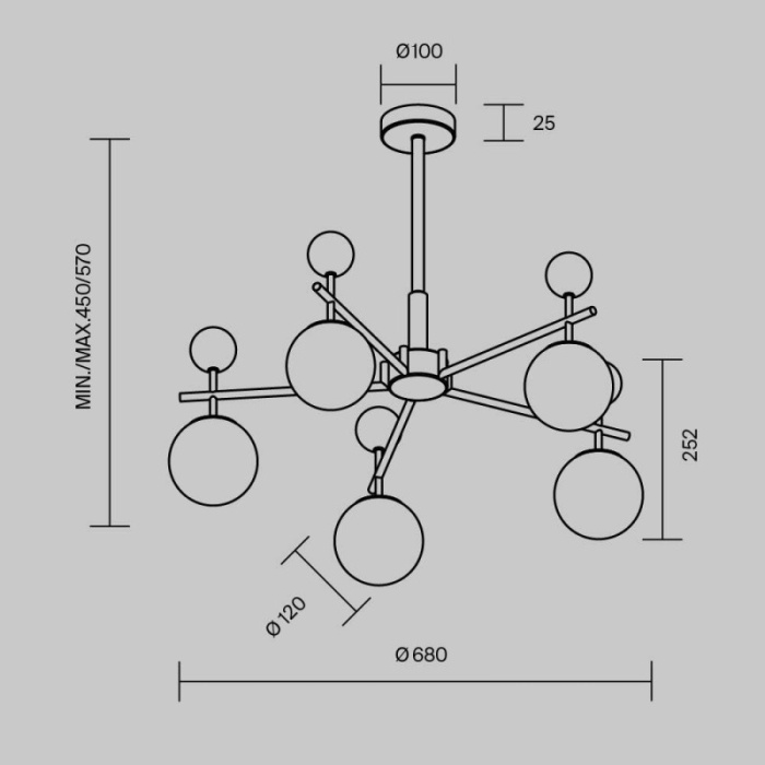 Люстра на штанге Maytoni MOD436PL-05BS