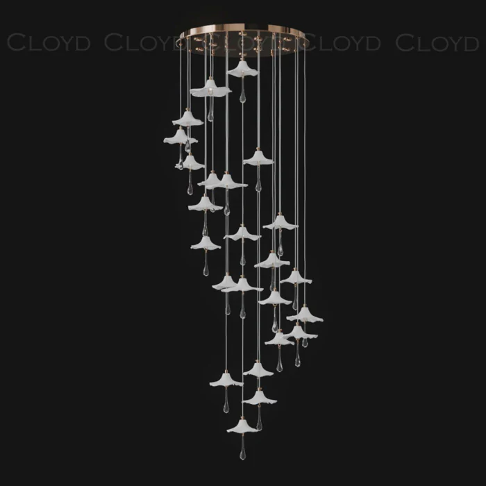 Люстра Cloyd SHANGRILA-A C33 / выс. 250 см - керамика - золото (арт.11335)