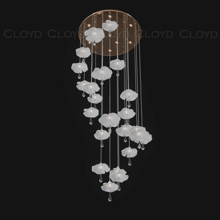 Люстра Cloyd SHANGRILA-A C33 / выс. 250 см - керамика - золото (арт.11335)