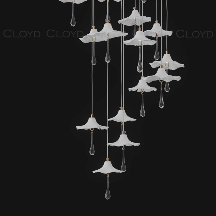 Люстра Cloyd SHANGRILA-A C33 / выс. 250 см - керамика - золото (арт.11335)