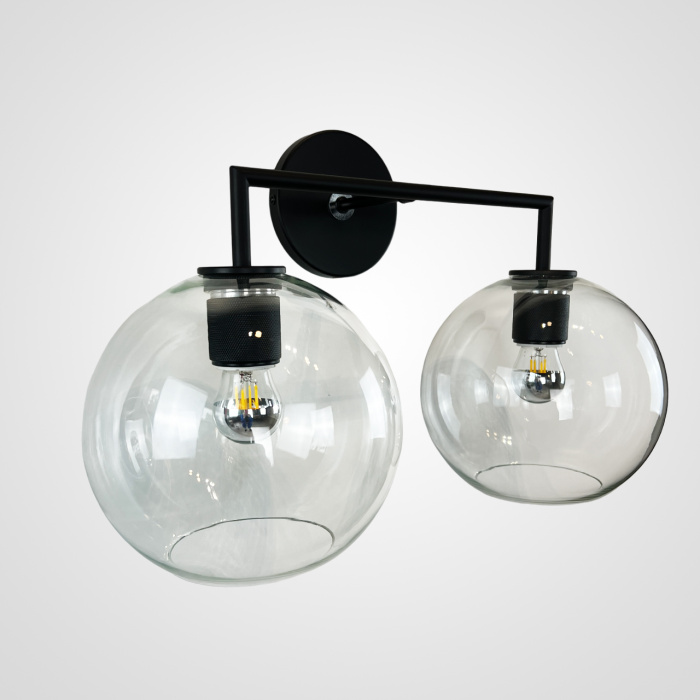 Бра RH Utilitaire Globe Shade Double Sconce Black ImperiumLoft