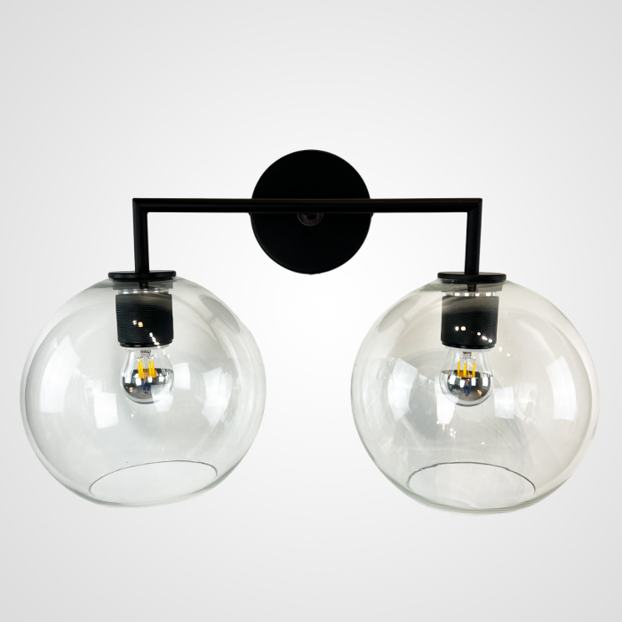 Бра RH Utilitaire Globe Shade Double Sconce Black ImperiumLoft