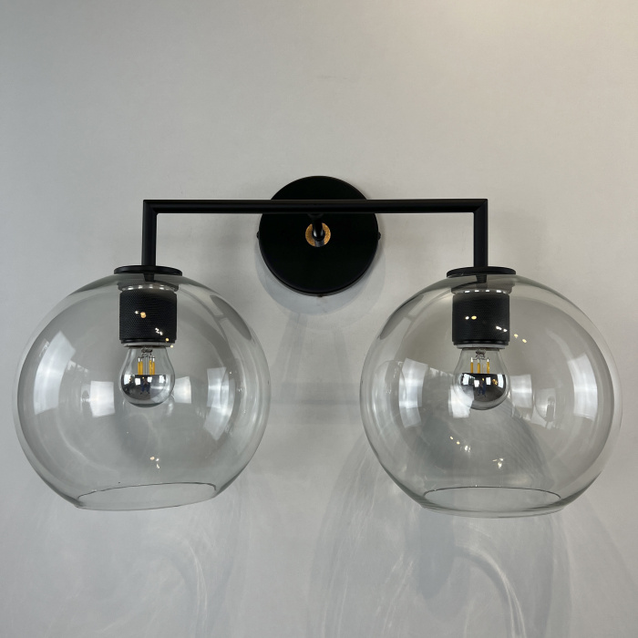 Бра RH Utilitaire Globe Shade Double Sconce Black ImperiumLoft