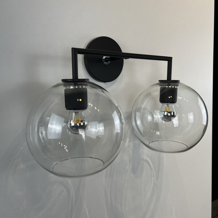 Бра RH Utilitaire Globe Shade Double Sconce Black ImperiumLoft