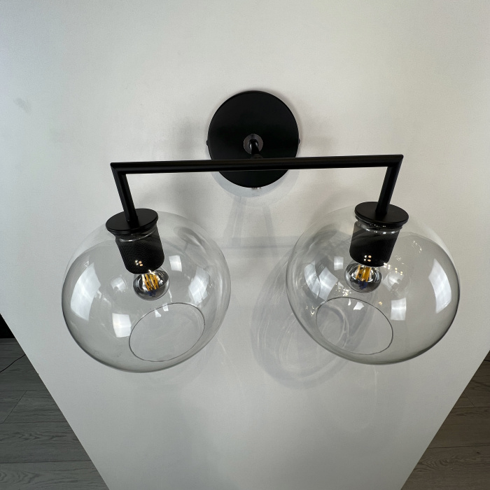 Бра RH Utilitaire Globe Shade Double Sconce Black ImperiumLoft