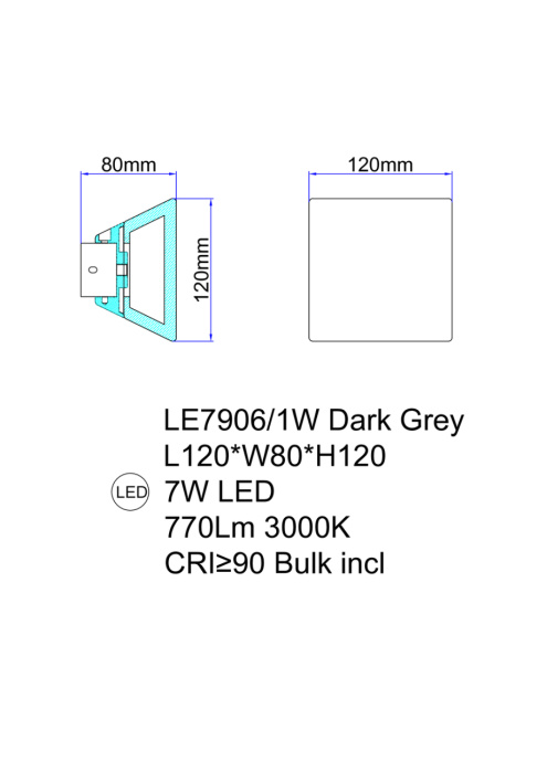 Настенный светильник Leon Tina LE7906/1W Dark Grey