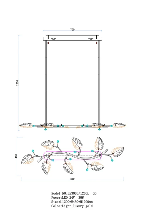 Люстра на штанге Leon Ilana LE3036/1200L CH