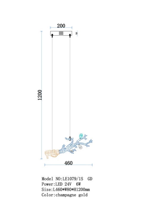 Подвесной светильник Leon Estelle LE1079/1S GD