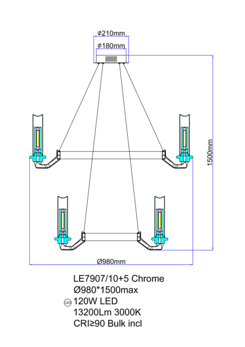 Подвесная люстра Leon Alana LE7907/10+5 Chrome