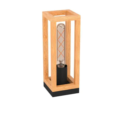 Настольная лампа NAFFERTON, 1х40W, E27, L100, B100, H280, сталь, черный/дерево, коричневый EGLO 43746