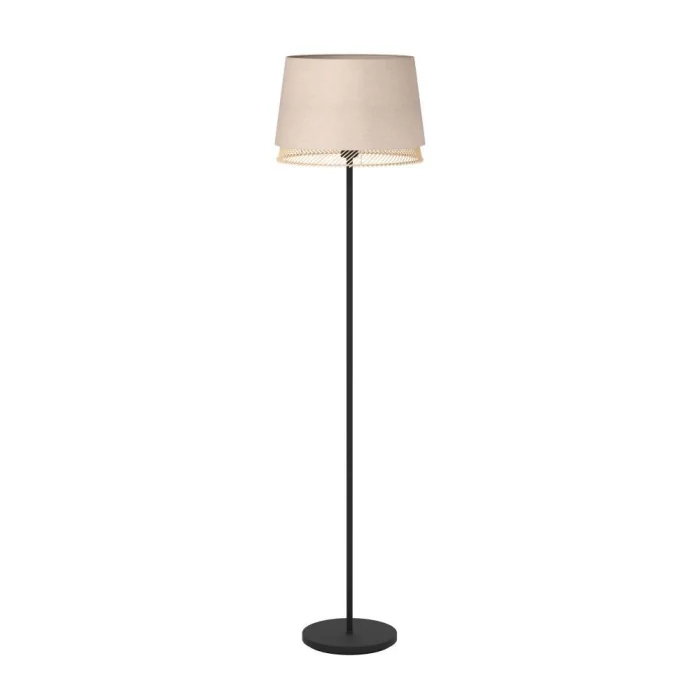 Торшер с ножным выключателем TABLEY, 1X40W (E27), H1530, сталь, черный / текстиль, дерево, коричневый EGLO 43978