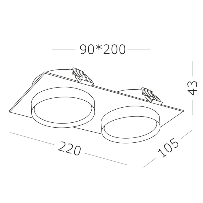 Светильник встраиваемый Белый GX53 2*50W IP20 L220xW109xH43 220V Без ламп ST258.508.02