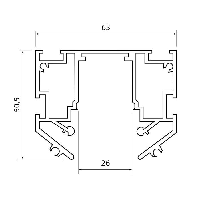 Шинопровод 220 под натяжной потолок ST-Luce Черный Длина 2 000мм ST040.429.00