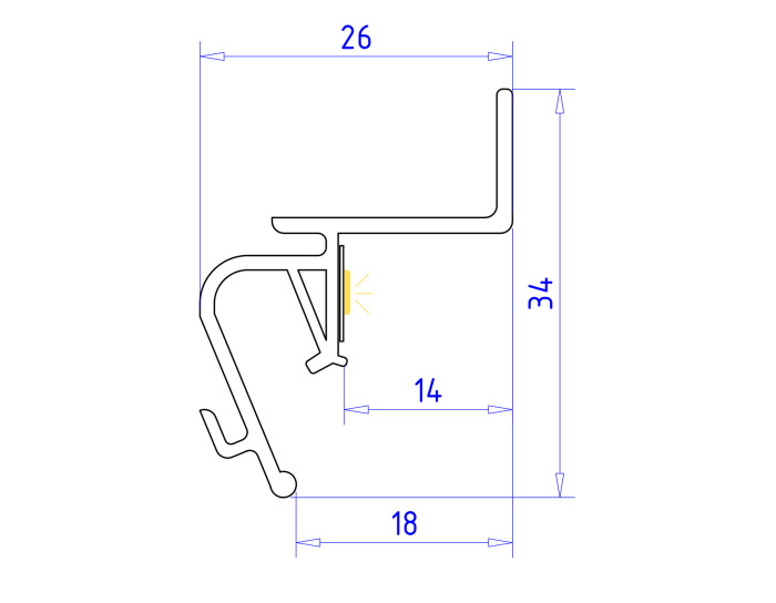Алюминиевый профиль 26*34 для натяжного потолка с шириной зазора 15мм для светодиодной ленты до 10мм Ambrella light GP4100BK
