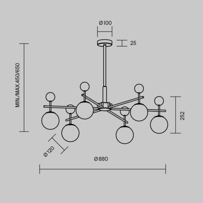 Люстра на штанге Maytoni MOD436PL-07BS