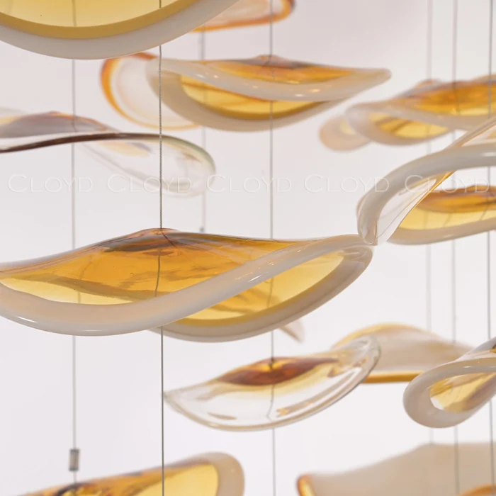 Люстра Cloyd KUSTO C12 / выс. 230 см - хром - янтарное стекло (арт.11331)