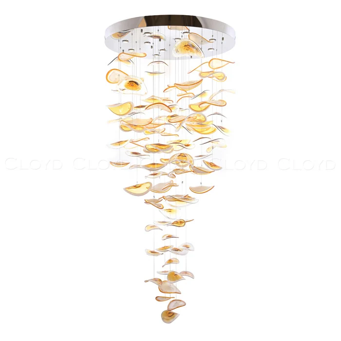 Люстра Cloyd KUSTO C12 / выс. 230 см - хром - янтарное стекло (арт.11331)