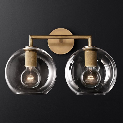 Бра RH Utilitaire Globe Shade Double Sconce Brass ImperiumLoft