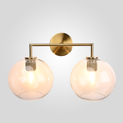 Бра RH Utilitaire Globe Shade Double Sconce Brass ImperiumLoft