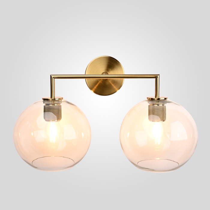 Бра RH Utilitaire Globe Shade Double Sconce Brass ImperiumLoft