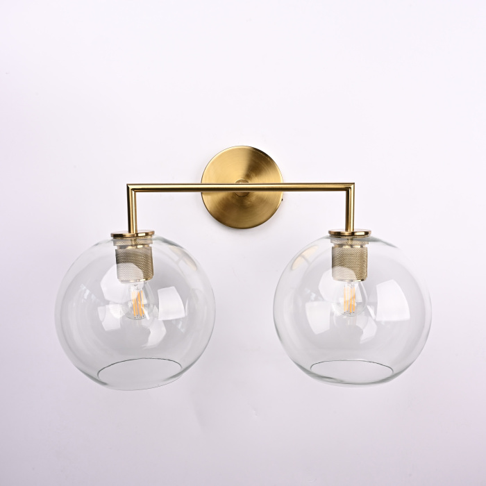Бра RH Utilitaire Globe Shade Double Sconce Brass ImperiumLoft