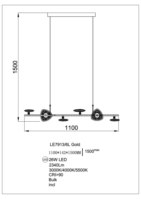 Подвесная люстра Leon Iris LE7913/6L Gold