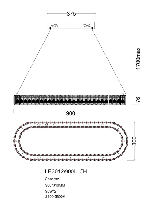 Подвесная люстра Leon Delaina LE3012/900L CH