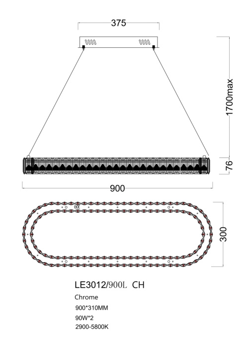 Подвесной светильник Leon Delaina LE3012/900L CH