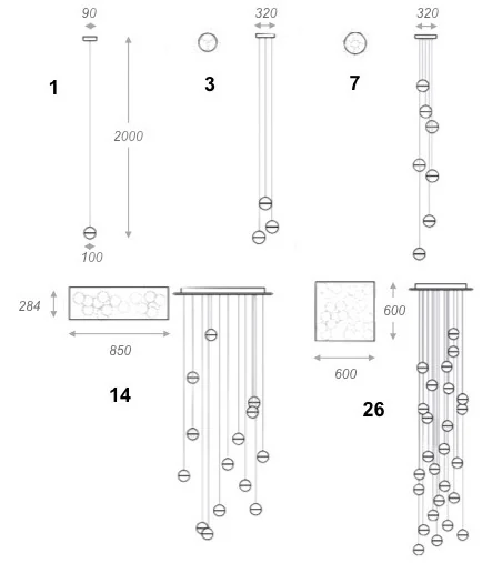 Светильник Bocci 14.1 Single Bubbles Led Crystal Glass 1 Ball ImperiumLoft